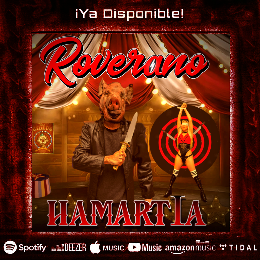 Flyer Roverano "Hamartia" Tres artistas, tres canciones Roverano "Hamartia"